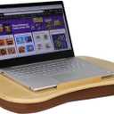 Lap Desk for Laptop with Cushion-Fits up to 17 inch, Bamboo Computer Laptop Stand with Phone Hoder, Anti-Slip Stopper