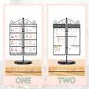 MODOWEY Rotating Jewelry Holder Organizer Stand, 250 Hole and Groove Stud Dangle Earring Display Metal Rack, 10 Hook Necklace Tree for Bracelet Ring Storage, Compact Multi-Use Tower for Women, Black