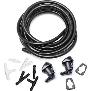 Front Windshield Washer Nozzles Kit for 05-16 Jeep Grand Cherokee 05-13 Chevy Malibu 05-10 Pontiac G6 07-10 Saturn Aura 55372143AB 55079049AA Wiper Spray Washer Jet with 3M Fluid Hose & 6 Connectors