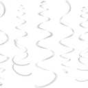 Silver Party Hanging Swirl Decorations Plastic Streamer for Ceiling, Pack of 28