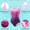 American Trends Athletic One Piece Swimsuits for Women Modest Bathing Suits Criss Cross Back Water Aerobics Swimwear (Pink, XXL)