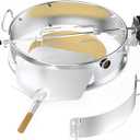 onlyfire Stainless Steel Multi-purpose Rotisserie and Pizza Combo Kit for Weber 22-Inch Kettle Charcoal Grills - Include Pizza Peel and Pizza Stone