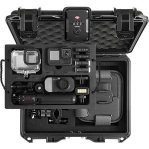 Case Organizer for GoPro Hero 13, Lockable TSA Dual Layer Waterproof Hard Carrying Case for GoPro Hero 12/11/10/9/8/Media Mod/Volta/Creator Edition/Action Camera and Other Accessories