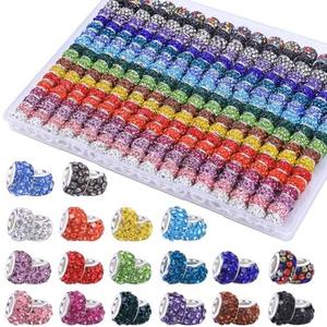 AIPRIDY European Large Hole Beads, Colorful Glass Charm Beads Set, Assorted Patterns and Designs (18 Color 216 Pcs)