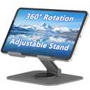 TAPMEI 360° Rotation Tablet Stand, Ultra Stability Base Fully Folded Easy to Store and Carry Adjustable iPad Stand Compatible with 4-13" Tablet E-Reader iPad Pro/Air/Mini and More (Grey)