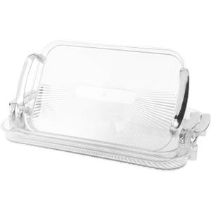 Aayoruro Serving Tray with Handles Set of 3 Rectangular Large Serving Platters 16.5/14.9/13.2 Inch White Plates for Dinner, Party, Entertaining, Transparent