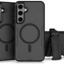 Designed for Samsung Galaxy S24+(S24 Plus) Case,Magnetic,Double Protection,Tough Durable,Compatible with MagSafe,Detachable Back Clip,Dustproof,No Fading,No Yellowing,Non-Slip, Black