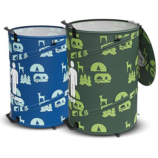 30 Gallon Collapsible Pop-Up Trash & Recycling Cans for RV's, Camping, Recycling, Yard Waste, Leaf Bag, Children Toy Bin (Trash & Recycling Cans) 