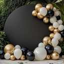 7.2FT Black Round Backdrop Cover -Foldable Polyester Circle Background for Wedding Birthday Party Photography Decoration