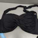 Yonique Women Halter Bikini Top Push Up Swimsuit Top Retro Swim Top Twist Front Bathing Suit Top Only (Black, XL)