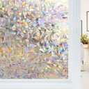 Haton Window Privacy Film, Stained Glass Rainbow Film Decorative Window Clings, Static Cling Sun Blocking Stickers Decals Coverings Tint for Home Heat Control, Non-Adhesive 29.5" x 78.7"