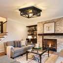 ZHU YAN Hallway Light Fixture,1 Pack Industrial Square Flush Mount Ceiling Light,Farmhouse Fixture for Kitchen,Living Room,Entryway,Bedroom E26 Base
