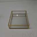 Large Glass Boxes for Display Handmade, Mirrored Bottom, Glass Jewelry Trinket Box with Lid, for Book, Photo, Keepsake Organizer, Display Case for Vanity Decor Home Dresser, Gold (Low: 10.4"L  8.5"W  2.6"H)