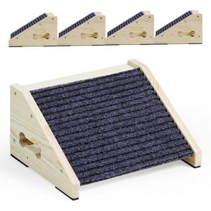 4 Pack Wooden Dog Ramp for Stairs Suits for Small Medium Large Dogs Cats, Pet Steps for Staircase Ramp for Dogs Cats, Need Installation(Gray, S: 11.8 * 9.8 * 5.9 inches)