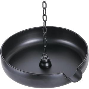 Rain Chain Anchoring Basin, Metal Bowl for Rain Chain Downspout Gutters, Black Rain Chain Basin of Chain Display for Outdoor Garden, Lawn and Patio Water Feature, 10.23 inch Diameter, 2 Inches High