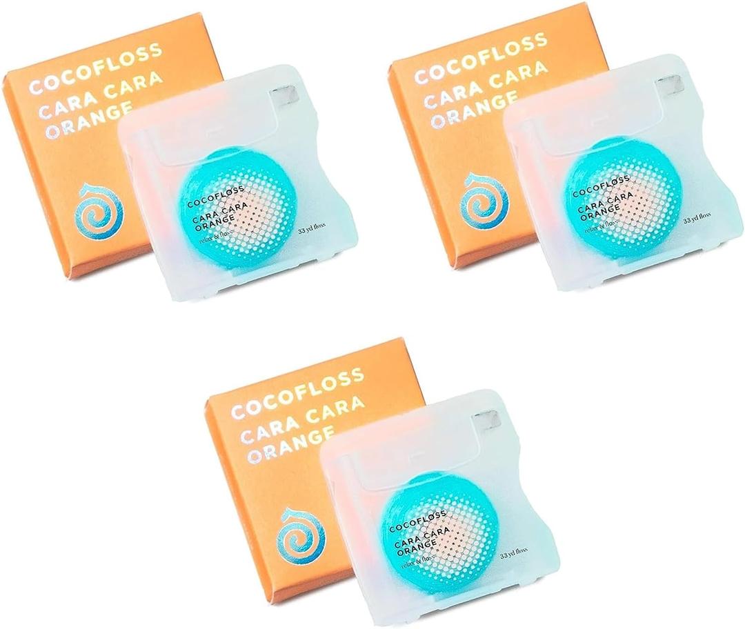Cocofloss Woven Dental Floss, Dentist-Designed Oral Care, Orange Scent, Waxed, Expanding, Kid-Friendly String Floss with Coconut Oil, 3 Spools (33 yd Each) (99 Foot (Pack of 3))