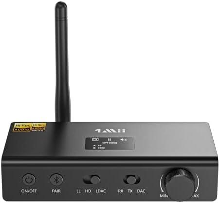 1Mii DS700 HiFi Bluetooth Audio Transmitter Receiver for TV, Long Range Wireless Adapter with Audiophile DAC, LDAC/aptX HD/aptX LL, OLED Display, Optical & Coaxial Input/Output, RCA Output Only : Electronics