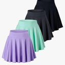 Real Essentials 4 Pack: Women's Basic Casual Stretchy Mini Skirt - Skater A-Line Flowy Flared, XXL