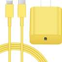 iPhone 14 13 12 Fast Charger 20W PD USB C Wall Charger with 6FT Fast Charging Cable for iPhone 14/14 Pro/14 Pro Max/14 Plus/13/12/11/Pro/Pro Max/Mini/Xs Max/X, iPad - Yellow