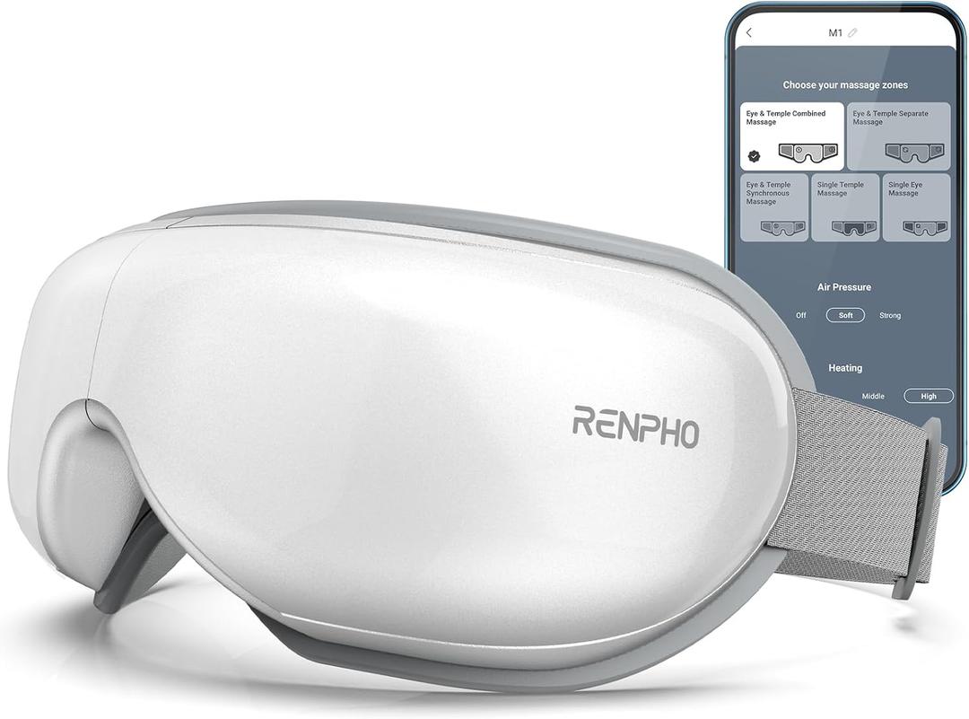 RENPHO Eyeris Smart Eye Massager with App Control, FSA Eligible HSA, Eye Mask with Heat & Wireless Music for Dry Eyes & Head Tension, Perfect Relaxing Birthday Gifts for Women and Men