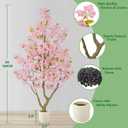 Warmplants Artificial Cherry Blossom Tree 6ft Sakura with White Planter