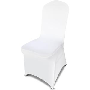 LIUJIAYI 100 Pcs White Stretch Chair Covers - Premium Polyester Spandex Slipcovers for Wedding, Party, Banquet, Dining & Event Chairs