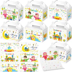 Sinload 48 Pcs Eid Al Adha Eid Mubarak Envelopes Gift Boxes Set Includes 24 Pcs Eid Mubarak Treat Boxes 24 Pcs Money & Greeting Card Envelopes for Ramadan Holiday Party Supplies Decoration