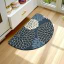 KIMODE Half Circle Kitchen Mats for Floor Cushioned Anti Fatigue,Semi Round Floral Boho Kitchen Rug Non Slip,Waterproof Kitchen Carpet Decor for Sink Laundry Bathroom,Blue Multi