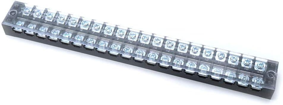 Sscon 1Pc 600V 25A 20 Position Dual Row Wire Barrier Block Terminal Strip TB-2520