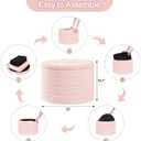 B FSOBEIIALEO Ottoman with Stroage, Round Sherpa Storage Ottoman Stool, Boucle Foot Rest22 x 22"x15.75" (Pink