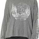 PJ Salvage Women's Loungewear Mountain Bound Long Sleeve Top (Large, H Grey)