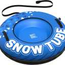 JOSEN Winter Snow Tube Sled 47” Inflatable Thickened Heavy Duty Snow Tubes for Sledding with Premium Canvas Cover, Fun Winter Outdoor Family Activities Christmas Birthday Gift for Adults (Blue)