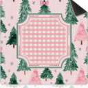 Pink and Green Buffalo Plaid Christmas Tree Mahjong Mat for Table, 31.5 inches x 31.5 inches