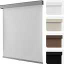 Joydeco 100% Blackout Roller Shades Cordless Blinds for Windows, Free-Stop Shades, UV Protection, Natural Woven Blinds for Home and Office, Light-Proof Aluminum Cover (35" W x 75" H, Gray)