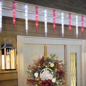 TWINKVILLA Red and White Icicle Christmas Lights - Outdoor & Indoor Hanging with 20 Large Tubes, 29FT 8 Modes with Timer, Connectable Meteor Shower Lights for Candy Cane Theme Decoration