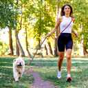 Mile High Life Hands Free Dog Leash, Crossbody Waist Leash with Genuine Leather Connection, Multifunctional Adjustable Slip Lead for Dog Walking Running (Hot Pink, 8FT)