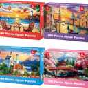 100 Piece Puzzle World Famous Landscapes Jigsaw Puzzles Large Piece Puzzles for Adult Seniors Kids Puzzles for Kids Ages 4-6 6-8 Learning Educational Toys Gifts for Girls Boys 4 Packs