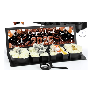 AmazingSpark Graduation Gift Box for Flowers with Congrats Grad Class of 2025 Sticker,Fillable Cardboard Letter Grad Box with Ribbon for Bouquet Chocolate Candy Snack Graduation Party Favor(Pink)