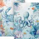Ocean Octopus Crab Hand Towels Set of 2 Dish Towels Soft Bath Towels Absorbent Guest Face Towel for Kitchen Gym Bathroom Decor, Ocean Octopus Crab, 28"L x 14"W