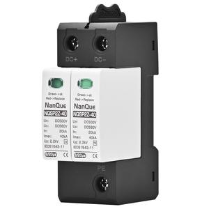 DC SPD Surge Protector for 100V-1000V PV Systems, 2-Pole 40kA T2 Level, Replaceable Module, Solar Panel Lightning Protection, Overvoltage Protection (100V)