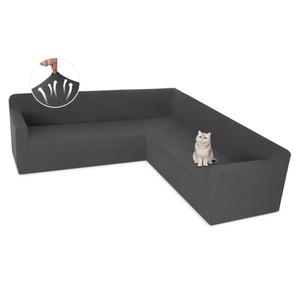 ALIECOM Stretch Corner Sectional Couch Covers L Shape Sofa Covers Washable Sectional Slipcovers U Shape Jacquard Living Room Pet Dogs Furniture Protector with Elastic Bottom (Dark Grey, X-Large)