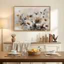 Framed Vintage Floral Wall Art, Neutral Beige Botanical Flower Canvas Artwork for Modern Farmhouse Walls, Rustic Watercolor Wildflower Painting Prints for Living Room Bedroom Kitchen Dining Room, 24x36