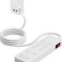 Elecan Surge Protector Power Strip 4 Ft Extension Cord, 8 Widely Spaced Outlets with 2 USB-A&1 USB-C PD 20W Charging Station, Flat Plug Wall Mountable Multi Outlet Extender, 14AWG 2450J/125V,ETL-White