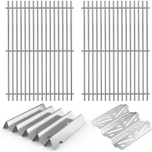 10-Piece Grill Kit for Weber Genesis II 300, Replaces 66802/66795/66685 | Replaces OEM W10432539/W10432544. Fits Whirlpool, KitchenAid, JennAir Gas Ranges. Even Heat, Oil Ridges & Easy Seasoning 26.5" x 18.75" for Weber Genesis II GS4, Silver