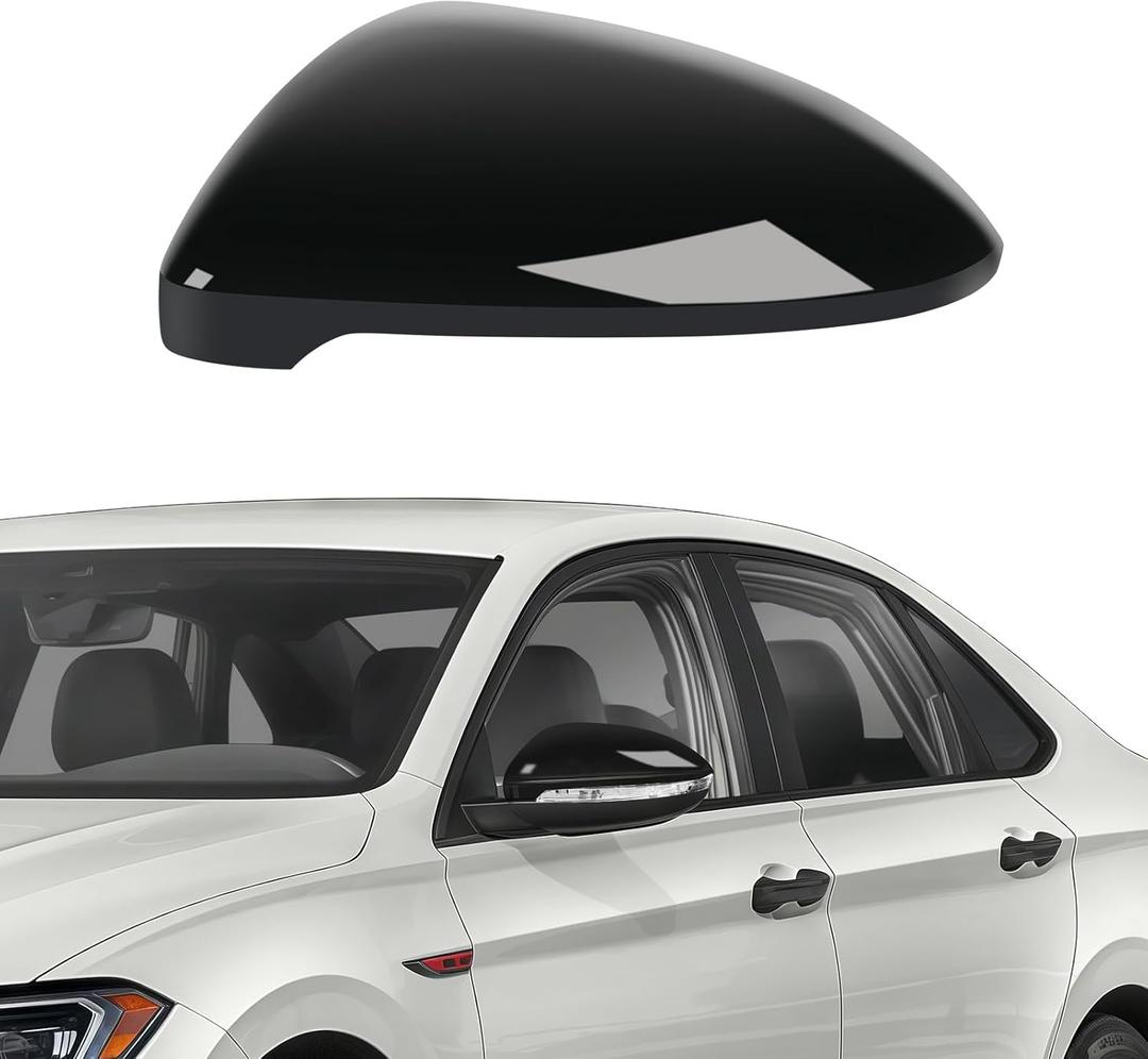Left Driver Side Mirror Cover Cap Compatible with Volkswagen Jetta 2019 2020 2021 2022 2023 2024, 【Only for US Version with Turn Signals】, Clip-on Rearview Door Mirror Housing Cap Trim