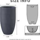 Kante 24 Inch Tall Round Concrete Planter, Large Indoor Outdoor Plant Pots with Drainage Hole and Rubber Plug, Modern Decorative Garden Pots for Home Patio Porch, Charcoal