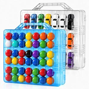 Marsui 2 Pc 48 Compartment Toy Organizer, Double Sided Toy Car Storage Case