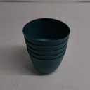 7 inch Flower Pots, 5 Pack Plant Pots with Drainage Holes and Saucers for Indoor Plants, Plastic Planters with Water Ripple for Small Garden House Plants, Nursery Pots for Succulent, Blue Green