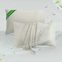 Cooling Pillowcases Standard Size Set of 2, Viscose Derived from Bamboo for Hot Sleepers, Soft & Silky Pillow Covers with Envelope Closure (Sand 2 Pack, 20x26 inches)