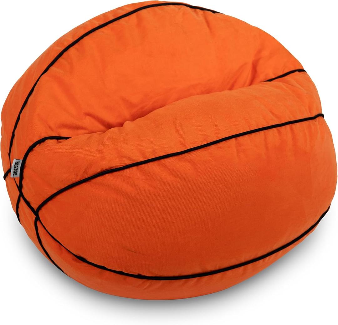 Big Joe Sports Ball Child-Sized Bean Bag Chair for Kids, Basketball Plush, Ultra-Soft Lightweight Polyester Blend, 2.5 Foot Refillable, Single